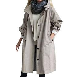 Leichter Damen Parka Übergangsjacke Mantel Frühling Sommer Herbst Jacke Blau Maritim Navy Leicht Mit Abnehmbarer Kapuze Jacket Übergang Lang Damenjacke Lang Fahrrad Dünn Regenjacke Faltbar von Asija