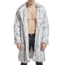 Pelzjacke Herren Kunstpelz Mantel Herren Pelzmantel Herren Lang Kunst Felljacke Pelzkragen Wind Coat Winterjacke Faux Pelz Fur Warm Mantel Pelzjacke Faux Pelz Jacke Cardigan Winterjacke Männer Parka von Asija