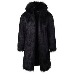 Pelzmantel Herren Men's Faux Fur Coat Long Sleeve Lapel Collar Open Front Faux Fur 2023 Coat Men's Faux Fur Trench Coat Outwear Fellimitat Filz Winter Winterjacke Pelzmantel Fellmantel Pelzjacke von Asija