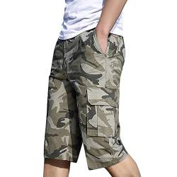 Shorts Herren Sommer,Cargohose Herren Baggy Schwarz Stretch Kurz Länge Loose Fit Cargo Hosen Männer Cargo Pants Jeans Shorts Sporthose Jogginghose Freizeithose Cargohosen Chino Bermuda Cargo Patchwork von Asija