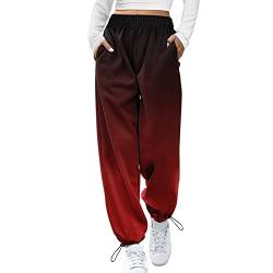 Sporthose Damen Leinenhose Damen Sommer Große Größen Leinen Hose Stoffhose Druck Freizeithose mit Taschen Frauen Hosen Casual Strandhosen Leinen-Hose Jogginghose Loose Bequem Yogahose von Asija