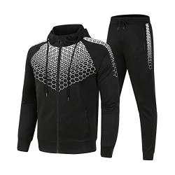 Trainingsanzug Herren,Trainingsanzug Jogginganzug für Männer Langarm Sportanzug Freizeitanzug Set Jogginghose Sweatshirt Winter Warm Zipper Fitness Sportbekleidung Trainingsjacke Tracksuit Sportjacke von Asija