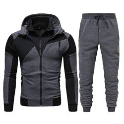 Trainingsanzug Herren Trainingsanzug Herren Sportanzug Jogginganzug Männer Langarm Anzug Fitness Sporthose Freizeitanzug 2023 Tunnelzug Herbst Winter Zip up Tracksuit Colorblock Mit Kapuze Taschen von Asija