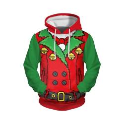 Weihnachtspulli Herren Ugly Herren Weihnachten Thema Digitaldruck Kapuzenpullover mit Kängurutasche Lange Ärmel Hoodie 2024 mit Weihnachtspulli Christmas Sweatshirt Tunnelzug Weihnachtsmotiven von Asija