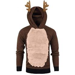 Weihnachtspullover Herren Lustig Weihnachten Ugly Christmas Sweater Pullover Hoodie Kapuzenpullover fur Männer mit Kapuze Oversize 3D Langarm Shirts Xmas Sweatshirt Weihnachtspulli Sweatjacke von Asija