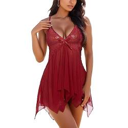 bh push up Damen Dessous Set Sexy, Unterwäsche Outfit BH und G-String Reizwäsche Spitzen Teddy Babydoll Bodysuit Strapsen Dessous Set Sexy 2-teilige Negligees Lingerie mit Strumpfband Unterwäsche von Asija