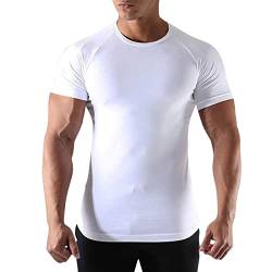 t-Shirt Herren Slim fit Stretch Männer Casual Muskel Rundhals Tank Top Body Shaper Solide Abnehmen T-Shirt Basisschicht Sport Shapewear von Asija