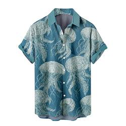 t-Shirts für Herren Baumwolle Männliches Sommer-beiläufiges Pilz-bedrucktes Hemd Kurzarm-Umlegekragen-Hemd von Asija