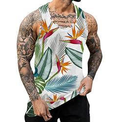 t-Shirts für Herren t Shirts männer Pack Männlicher Sommer-Strand-Hawaii- Bedruckte Tanktops I-förmige ärmellose Weste mit Rundhalsausschnitt Weste Muster Achselhemden Tank Top Herren Lose Einfarbig von Asija