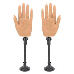 1 Paar Verstellbare Silikon-Nagelübungshand mit 2 Stück Künstlichen Nägeln und Saugständer, Flexibles Fingernagelverlängerungsset für Maniküre, DIY-Nagelkunst, Nageltraining von Asixxsix