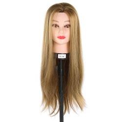 25,6Zoll-Mannequin-Kopf-Haar-Styling-Trainingspuppe-KosmetikPuppenkopf aus Synthetischem Faserhaar,Langes Glattes Haar-Puppenkopf-Puppen-Kosmetologie-Kopf für die Friseurausbildung von Asixxsix
