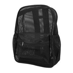 Asixxsix Mesh Rucksack, große Kapazität Transparent Mesh Rucksäcke mit Breiten doppelten Schultergurten, Durable Rucksack für Wettbewerb Einkaufen Camping Pendeln Reisen (Black) von Asixxsix