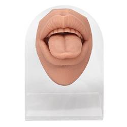 Silikon-Zunge-Mund-Modell, Flexibles Modell, Körperteil-Display mit Acrylständer, Lebensechte Menschliche Modell-Simulation für Schmuck-Display, Lehrmittel, Ohrringe, Übung (Fleischblond) von Asixxsix