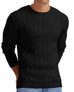 Askdeer Herren Pullover Sweater Crewneck Classic Soft Knitted Sweater with Ribbing Edge, B01 Schwarz, X-Groß von Askdeer