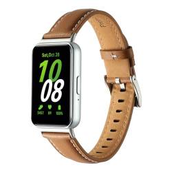 AsohsEN Ersatzbänder für Galaxy Fit 3, weiches Leder, Sportarmband, kompatibel mit Samsung Galaxy Fit 3 SM-R390 Smartwatch, verstellbares Armband für Damen und Herren, Gelbbraun von AsohsEN