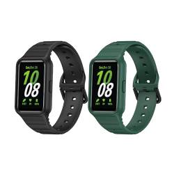 Galaxy Fit 3 Ersatzbänder, einteiliges Silikon-Sportarmband, kompatibel mit Samsung Galaxy Fit 3 SM-R390 Smartwatch, verstellbares Uhrenarmband für Galaxy Fit 3, Damen und Herren, Schwarz und Grün von AsohsEN