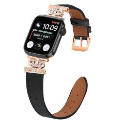 Kompatibel mit Apple Watch-Armbändern 49 mm, 45 mm, 44 mm, 42 mm, 41 mm, 40 mm, 38 mm, Leder, rotgoldenes Metall-Kopfband, Ersatzband für iWatch Ultra Serie 9, 8, 7, 6, 5, 4, 3, 2, 1 SE, Sport von AsohsEN