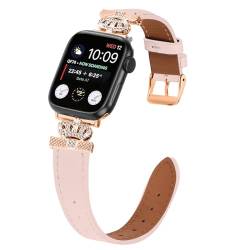 Kompatibel mit Apple Watch-Armbändern 49 mm, 45 mm, 44 mm, 42 mm, 41 mm, 40 mm, 38 mm, Leder, rotgoldenes Metall-Stirnband, Ersatzband für iWatch Ultra Serie 9, 8, 7, 6, 5, 4, 3, 2, 1 SE, Sport von AsohsEN