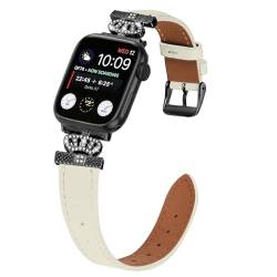 Kompatibel mit Apple Watch-Armbändern 49 mm, 45 mm, 44 mm, 42 mm, 41 mm, 40 mm, 38 mm, Leder-Ersatzband für iWatch Ultra Serie 9, 8, 7, 6, 5, 4, 3, 2, 1, SE, Sport-Edition, Damen und Herren, 38/40/41 von AsohsEN