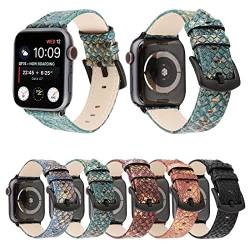 Kompatibel mit Apple Watch Armbändern 49 mm, 45 mm, 44 mm, 42 mm, 41 mm, 40 mm, 38 mm, für Damen und Herren, Schlangenmuster, Leder-Ersatzarmband für iWatch Ultra Serie 8, 7, 6, 5, 4, 3, 2, 1, SE, von AsohsEN