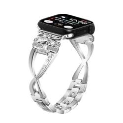 Kompatibel mit Apple Watch-Armbändern 49 mm, 45 mm, 44 mm, 42 mm, 41 mm, 40 mm, 38 mm, verstellbares Metall-Ersatzarmband für iWatch Ultra Serie 9, 8, 7, 6, 5, 4, 3, 2, 1, SE, Sport-Edition, Damen und von AsohsEN