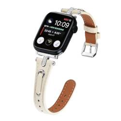 Kompatibel mit Apple Watch-Armbändern 49 mm, 45 mm, 44 mm, 42 mm, 41 mm, 40 mm, 38 mm, verstellbares silberfarbenes Metall-Kopfband, Sport-Lederband für iWatch Ultra Serie 9, 8, 7, 6, 5, 4, 3, 2, 1, von AsohsEN
