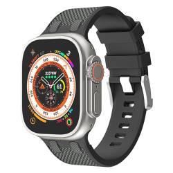 Kompatibel mit Apple Watch-Armbändern Ultra 1/2 49 mm, 45 mm, 44 mm, 42 mm, weiches Sport-Silikon-Gummi-Ersatzarmband für iWatch Ultra 2 Serie 8, 7, 6, 5 SE, Damen und Herren (42/44/45/49 mm, von AsohsEN