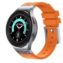 Kompatibel mit Samsung Galaxy Watch 6, 5, 4, Band 44 mm, 40 mm, 5 Pro, Band 45 mm, Galaxy Watch 6 Classic, 43 mm, 47 mm, Metall-Schnellverschluss-Stirnband, Silikon, AP-Sportarmband für Damen und von AsohsEN