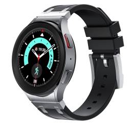 Kompatibel mit Samsung Galaxy Watch 6, 5, 4, Band 44 mm, 40 mm, 5 Pro, Band 45 mm, Galaxy Watch 6 Classic, 43 mm, 47 mm, Metall-Schnellverschluss-Stirnband, Silikon, AP-Sportarmband für Damen und von AsohsEN