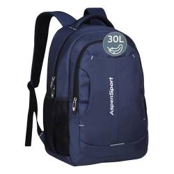 AspenSport Rucksack 30L navy I stabiler Tagesrucksack I wasserabweisender Rucksack mit Reißverschluss I verstellbarer Backpack I ergonomischer Allround-Rucksack für Damen & Herren von AspenSport