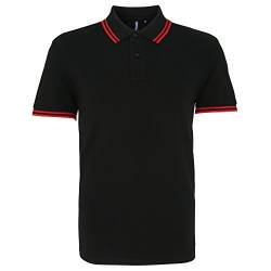 Asquith & Fox Herren Asquith and Fox Men's Classic Fit Tipped Polo Poloshirt, Mehrfarbig (Black/Red 000), X-Large von Asquith & Fox