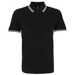 Asquith & Fox Herren Asquith and Fox Men's Classic Fit Tipped Polo Poloshirt, Mehrfarbig (Black/White 000), Large von Asquith & Fox