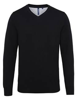 Asquith & Fox Herren Men's Cotton Blend V-Neck Sweater Sweatshirt, Schwarz (Black 000), Large von Asquith & Fox