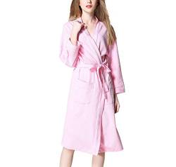 Asskyus Damen- und Herren Bademantel Waffel, Unisex Baumwolle Morgenmantel Nachtwäsche Pyjamas (XL, Rosa) von Asskyus