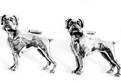 Manschettenknöpfe Boxer Hund handgefertigt in England aus feinem englischen Zinn in Geschenkbox, Zinn, Silber von Asteria Accessories