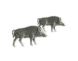Manschettenknöpfe Wildschwein aus feinem englischen Zinn (A) Wildlife Jagd von Asteria Accessories