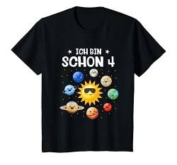 Kinder Ich Bin Schon 4 Planeten Sonnensystem Geburtstag Weltall T-Shirt von Astronauten Birthday Design Shop