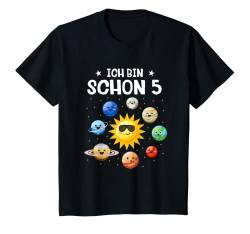 Kinder Ich Bin Schon 5 Planeten Sonnensystem Geburtstag Weltall T-Shirt von Astronauten Birthday Design Shop