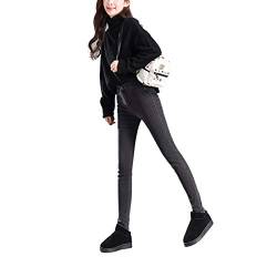 Aststle Frauen Winter Casual Bodycon Fleece Gefüttert Jeans Reißverschluss Hohe Taille Dicke Denim Hosen Stretch Warme Leggings mit Tasche, Graues Futter, XS von Aststle