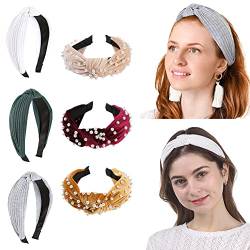 6 Stück Damen Stirnband,Asudaro Solides Elastisches Damen-Stirnband Für Damenhaar Retro Style Haarband Mode Bequeme Stirnbänder Für Frauen Und Mädchen Breit Retro Stirnband Haarreifen Typ 2 von Asudaro