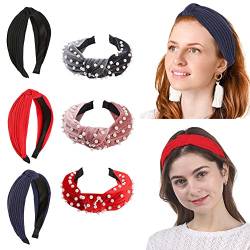 6 Stück Damen Stirnband,Asudaro Solides Elastisches Damen-Stirnband Für Damenhaar Retro Style Haarband Mode Bequeme Stirnbänder Für Frauen Und Mädchen Breit Retro Stirnband Haarreifen Typ 3 von Asudaro