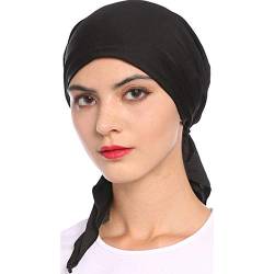 Asudaro Chemotherapie-Kappe Muslim Turban Kopftuch Indian Headwraps Sommermütze Bandana Retro Piratenhut Schlafmütze Kopfbedeckung Mütze für Frauen Krebs Chemo Haarausfall Schwarz von Asudaro