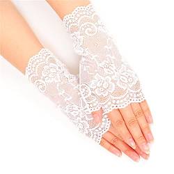 Asudaro Damen Spitzenhandschuhe, 1 Paar Fingerlos Spitzen Handschuhe Sonnenschutzhandschuhe Damen Blumen Spitzenhandschuhe Kurze Braut Handschuhe für Hochzeitsfeier Kostümzubehör,Typ 8 von Asudaro