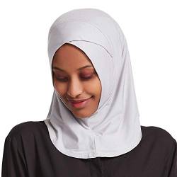 Asudaro Muslimische Hat Kopftücher Damen Schal Stola-Hijab Kopftuch Headwraps für Frauen Turban Chemo Kopfbedeckung Islamische Bandana Hidschab Schal Chemotherapie-Kappe Weiß von Asudaro