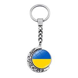 Asudaro Ukraine Flagge Schlüsselanhänger Anhänger, Kreative Persönlichkeit Flagge Keychain Taschenanhänger Charme 360 Grad Drehung Metall Autoschlüssel Ring Autotasche Flagge Dekor Ornament,Typ 3 von Asudaro