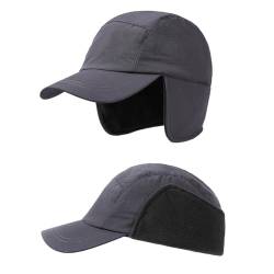 Asudaro Winter Visor Baseball Cap, Wasserdicht Herren Wintermütze Baseballmütze Mit Ohrenklappen Verstellbar Cap Baseball Kappe Schirmmütze für Männer Damen Outdoor-Bergsteigen Reisen Dunkelgrau von Asudaro