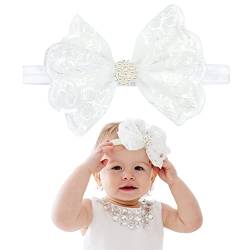 Babys Haarbänder,Asudaro 36 Cm Elastisches Haarband Mit Schleifen Baby-Haar-Accessoires Spitzen-Haarband Geeignet Für Neugeborene Mit Einem Kopfumfang Weiche Neugeborene Kleinkind Haarschmuck Typ 3 von Asudaro