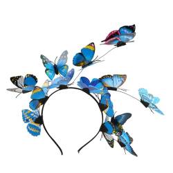 Farbe Schmetterling Haarreif Damen,Asudaro Schmetterlings- Stirnbänder Kopfbedeckung Schmetterling Kopfschmuck Bunt Blau Haarband Haarschmuck Schmetterling Haarspange für Frauen Mädchen Blau von Asudaro