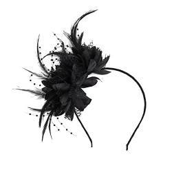 Federstirnband, Asudaro 1920er Fascinator Feder Kopfschmuck Vintage Style Damen Hochzeit Stirnband Haarreif Blume Elegantes Federstirnband Elegantes Karnevals Haarband Gatsby Accessoires Schwarz von Asudaro