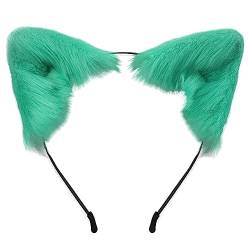 Fuchs Stirnband Kopfbedeckung,Asudaro Fuchs Stirnband Plüsch Fuchsohren Cosplay Haarband Handgefertigtes Fell Fuchs Katzenohren Stirnband Für Frauen Mädchen Party Halloween Geburtstag Cosplay Blau von Asudaro